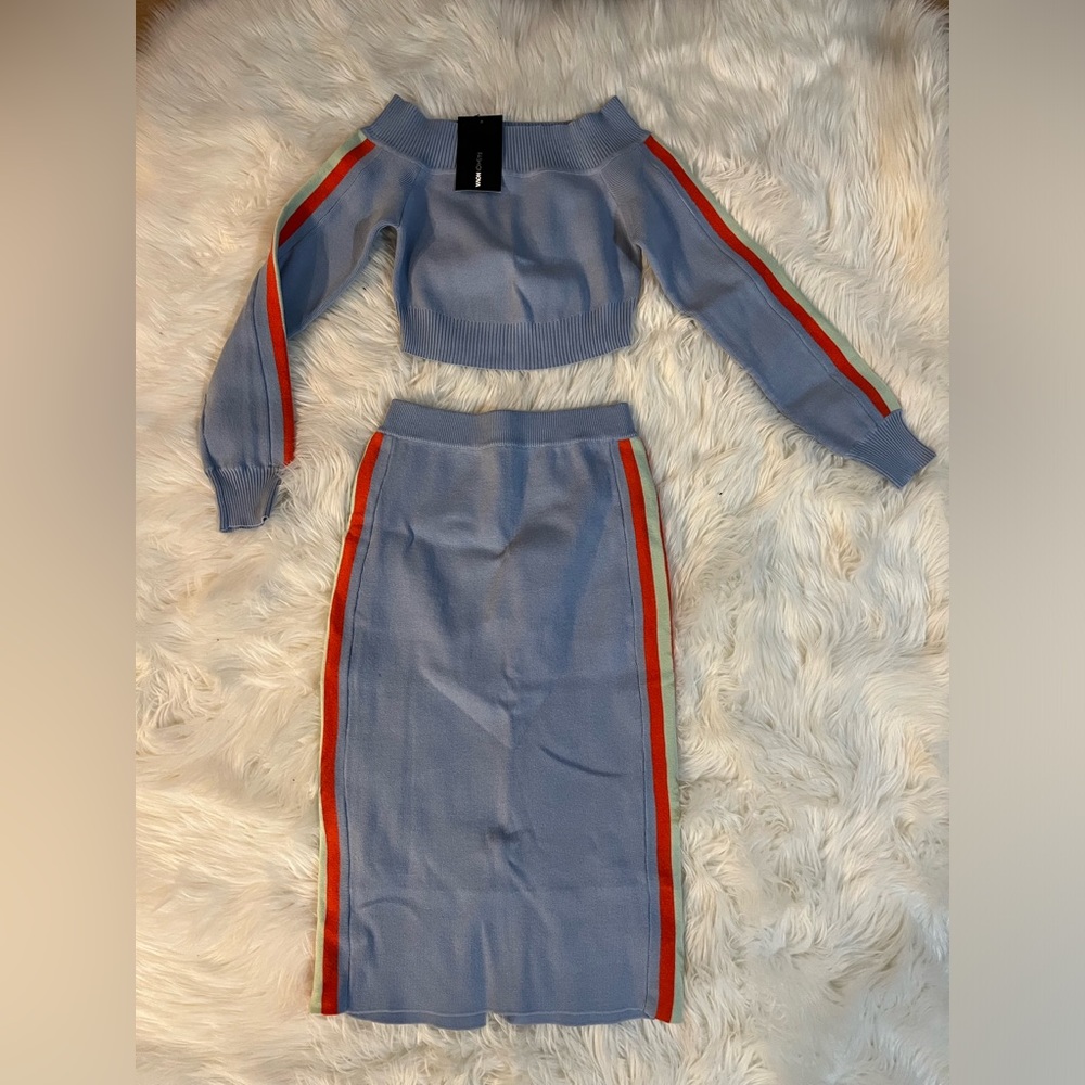 Fashion nova sweater and skirt set.